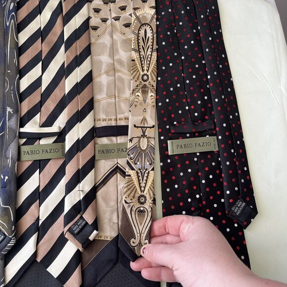 Lot Of 5 Fabio Fazio Silk Ties Striped Geometric Abstract Polka Dot - Picture 6 of 9
